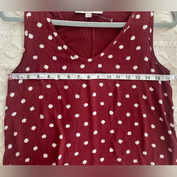 LOFT Dark Burgundy Sleeveless Polka Dot Pattern Blouse Women’s Size Small - Picture 11 of 12
